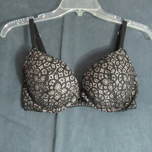 Victorias Secret Bra Womens 32DD Black Dream Angels Push Up Lace Sexy Underwire